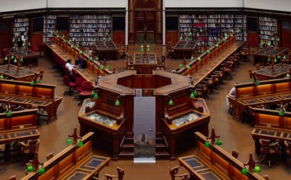 an aerial photo of the dome of Melbourne State Library